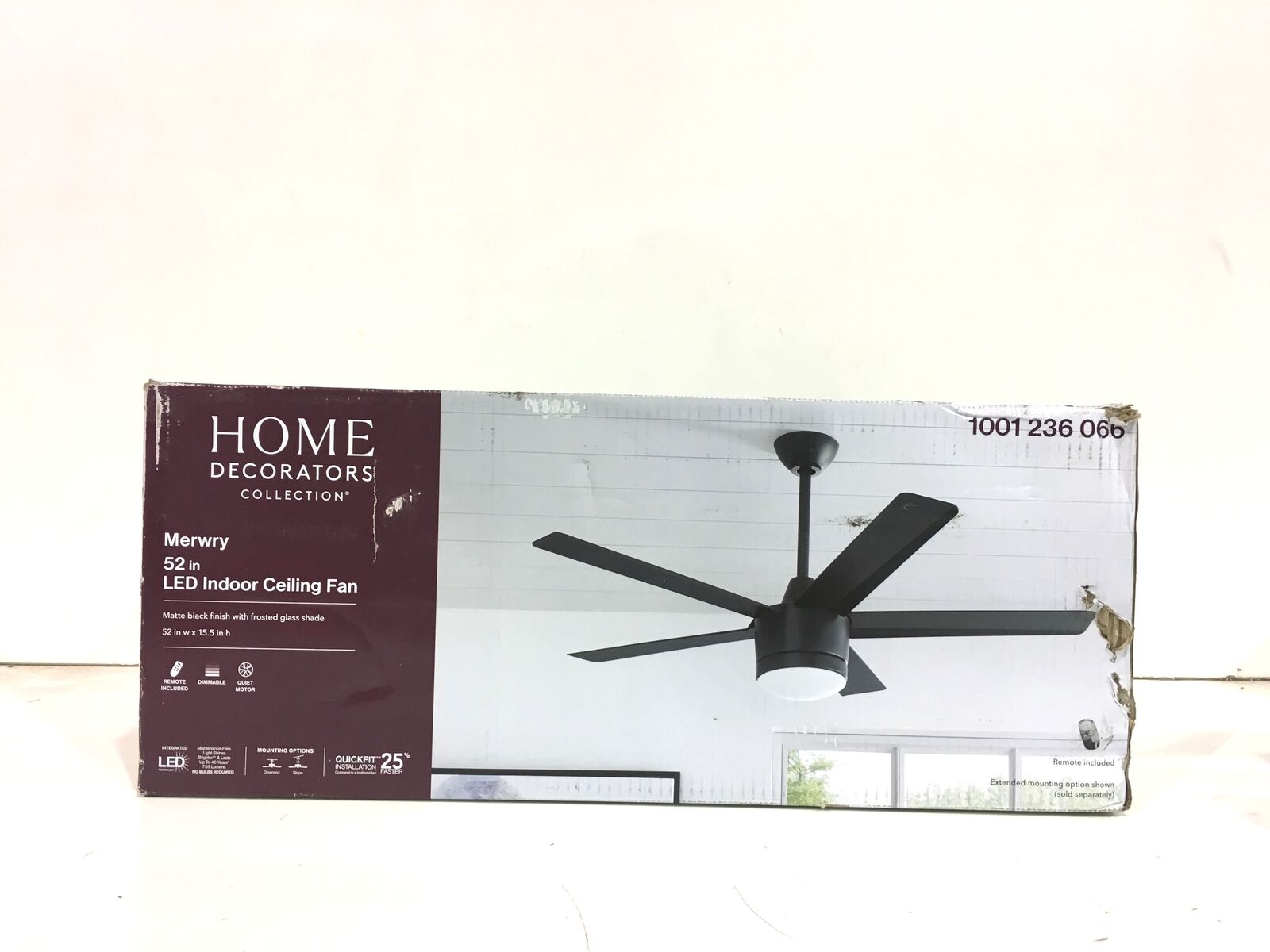 Home Decorators Merwry 52 in. LED Indoor Matte Black Ceiling Fan (OPEN)