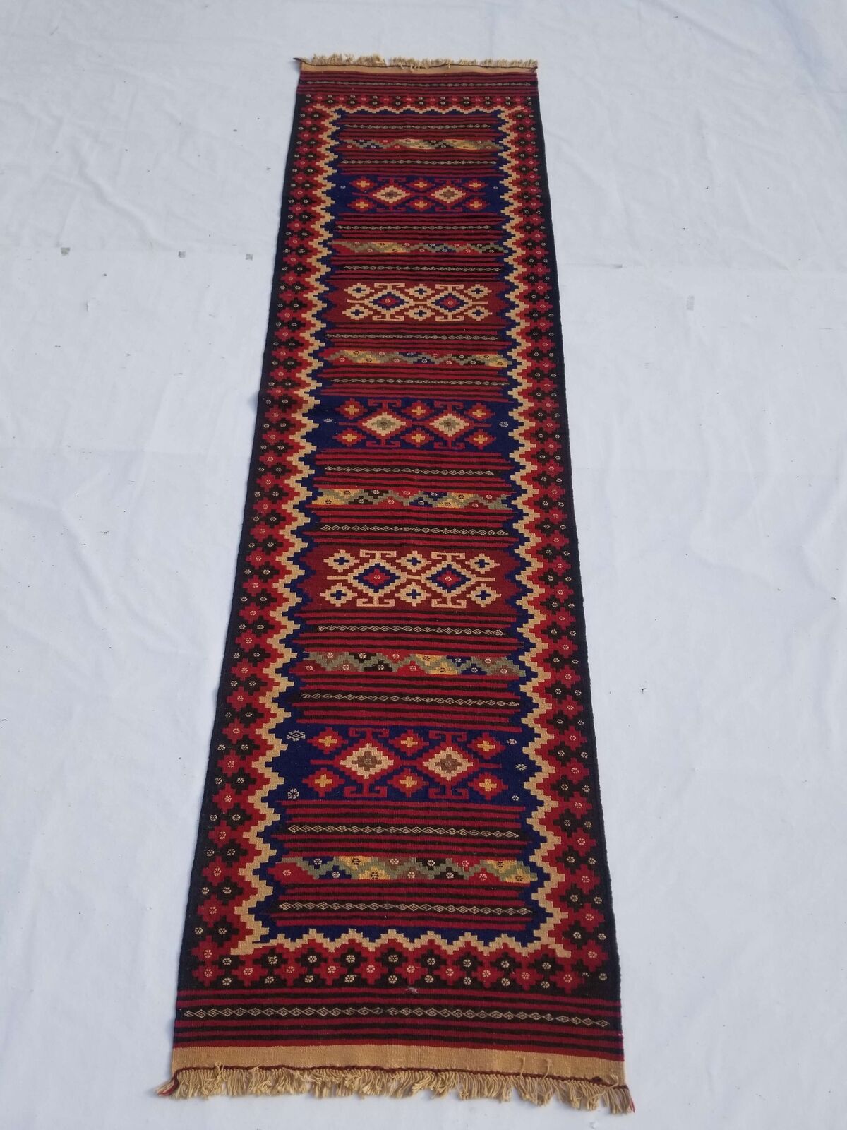 Fine Vintage Traditional Hand Made Oriental Wool Kilim Runner 192x79cm