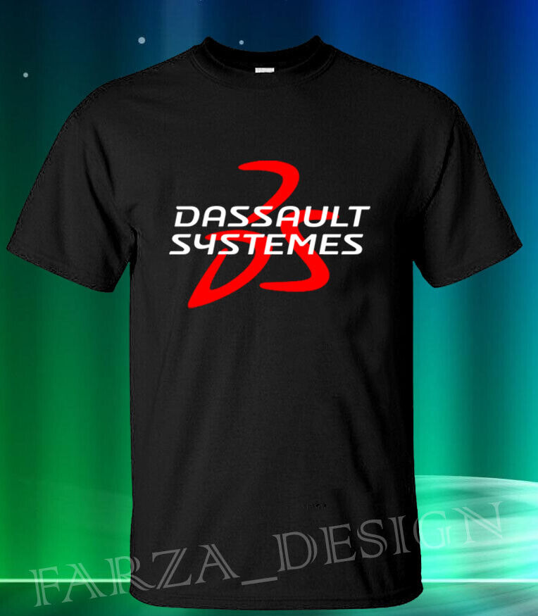 New Black Shirt Dassault Systèmes Logo Havy catton T-shirt SZ: M-2XL