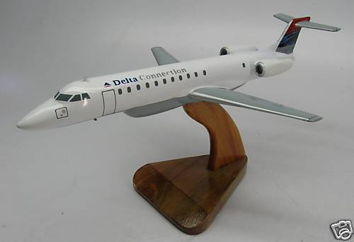 ERJ-145 Delta Connection Airplane Handcrafted Wood Model Small New