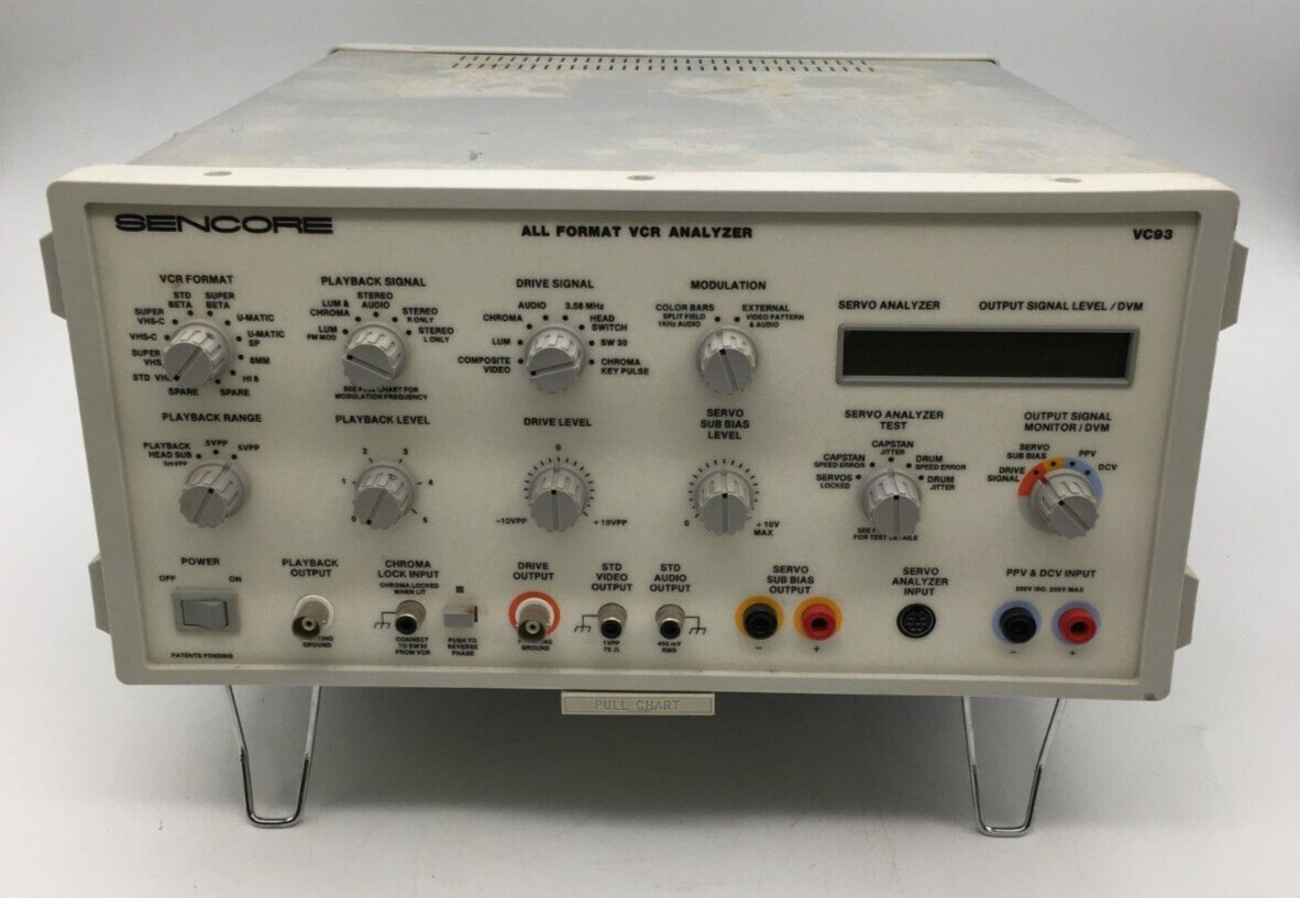 Sencore All Format VCR Analyzer Model VC93 ** AS IS **