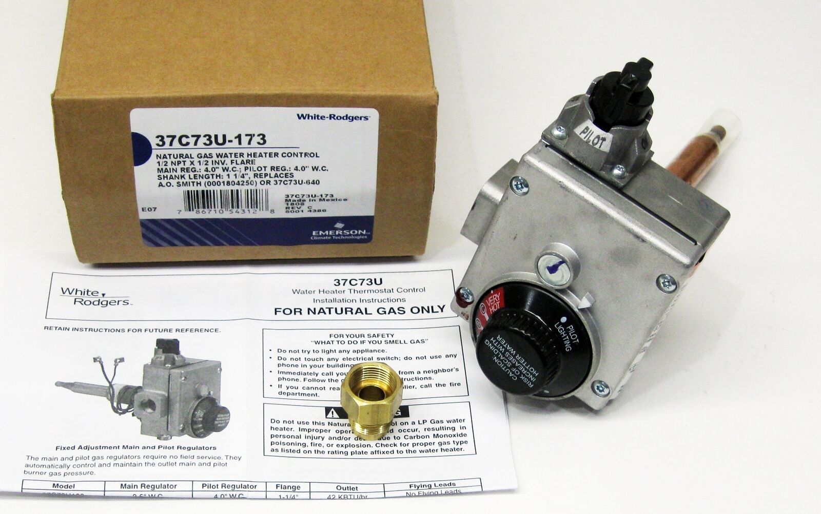 Water Heater Gas Thermostat White Rodgers 37C73U-173 (37C73U-640)