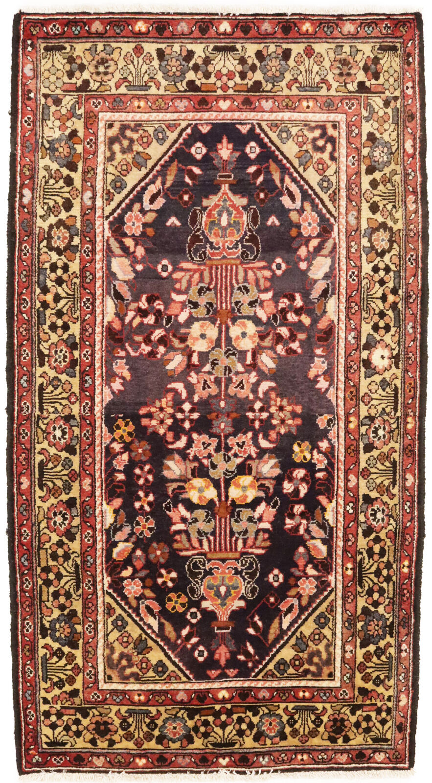 Rare Vintage Tribal Floral Design 3X7 Oriental Rug Hand-Knotted Kitchen Carpet