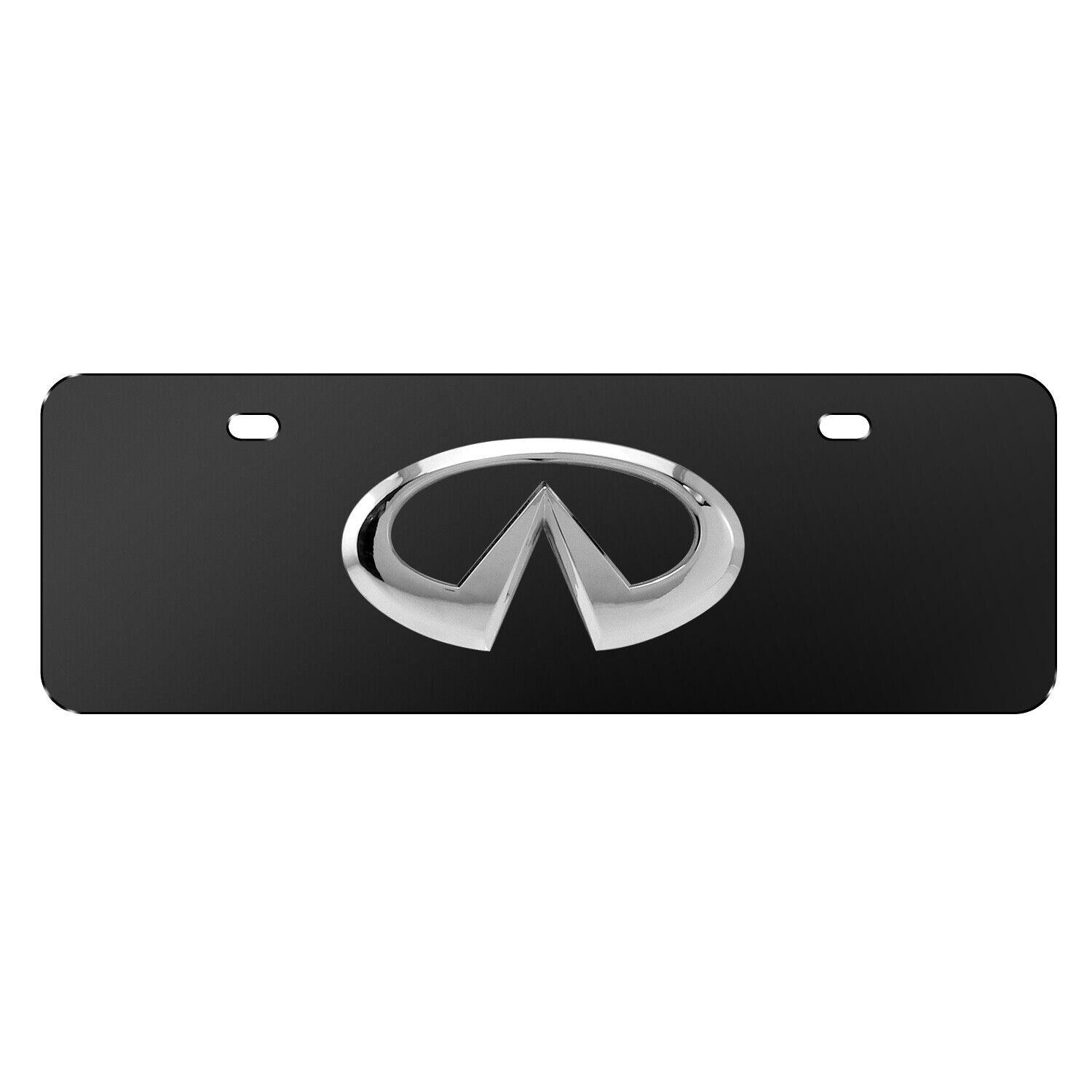 for INFINITI 3D Logo European Look Half-Size Black Stainless Steel License Plate