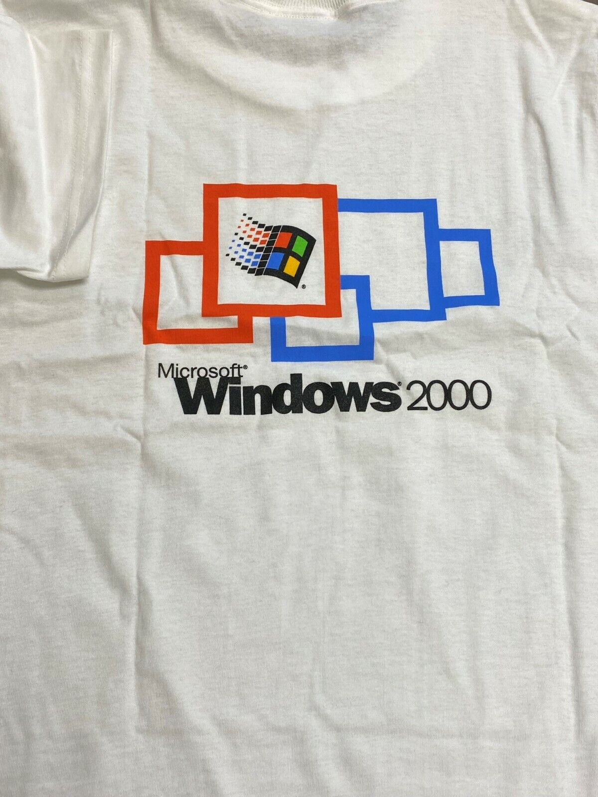 Vintage T-Shirt MICROSOFT Windows 2000 Brand New White 100% Cotton Size S