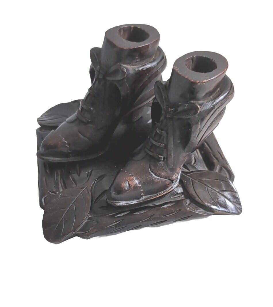 Antique Vintage Black Forest Carved Victorian Shoes