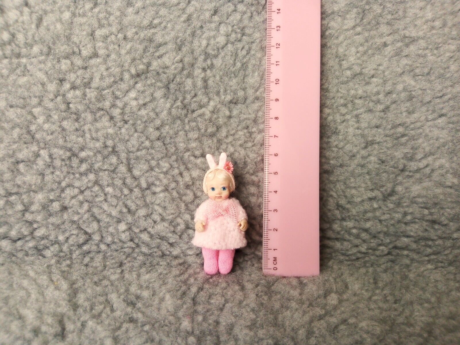 Miniature Dollhouse handmade tiny baby girl doll 1/12th scale. Mini OOAK Art