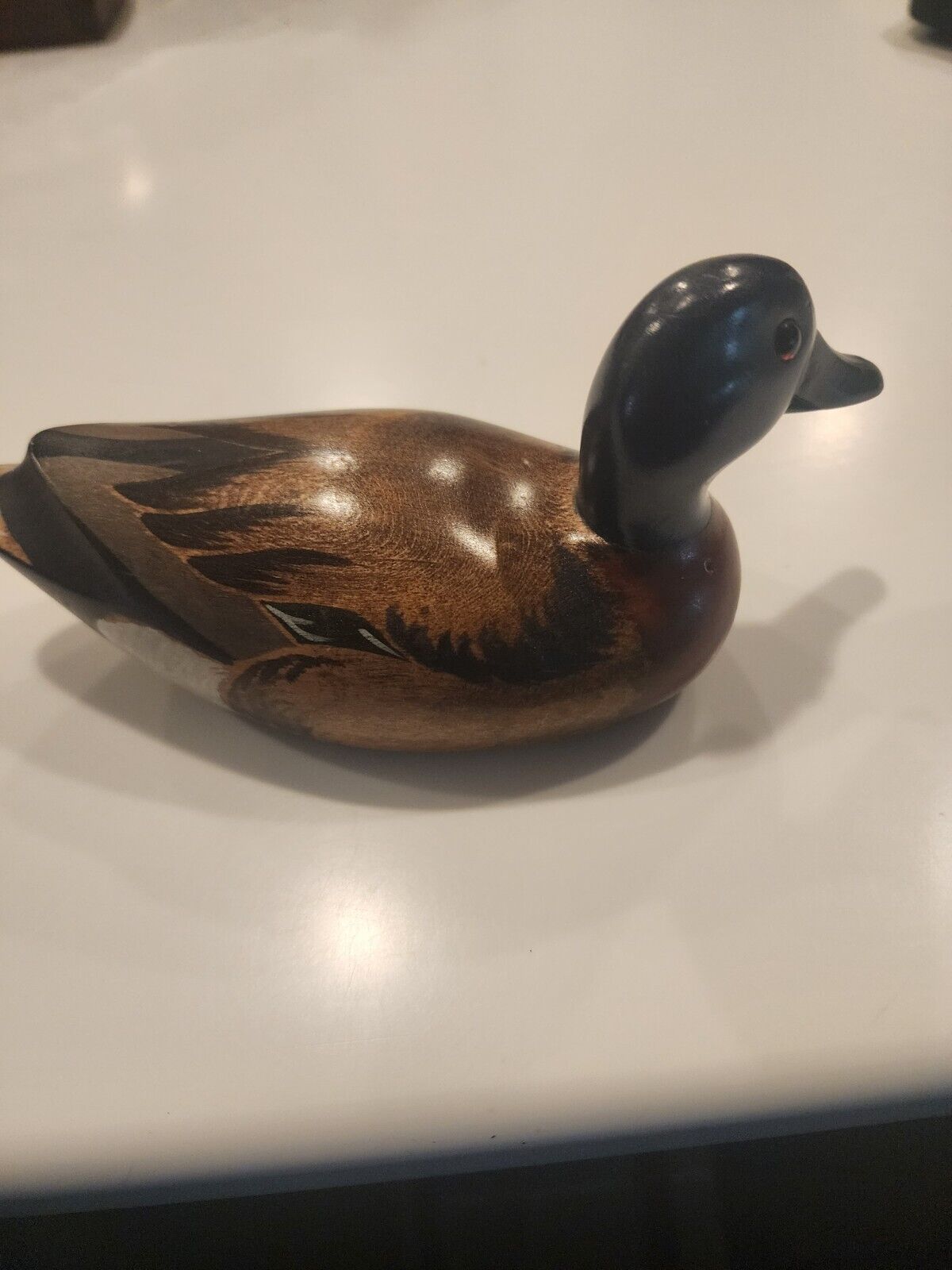 A Poverud Wooden Bird Factory Blue Wing Teal Hand Carved Dabbling Duck 1982.