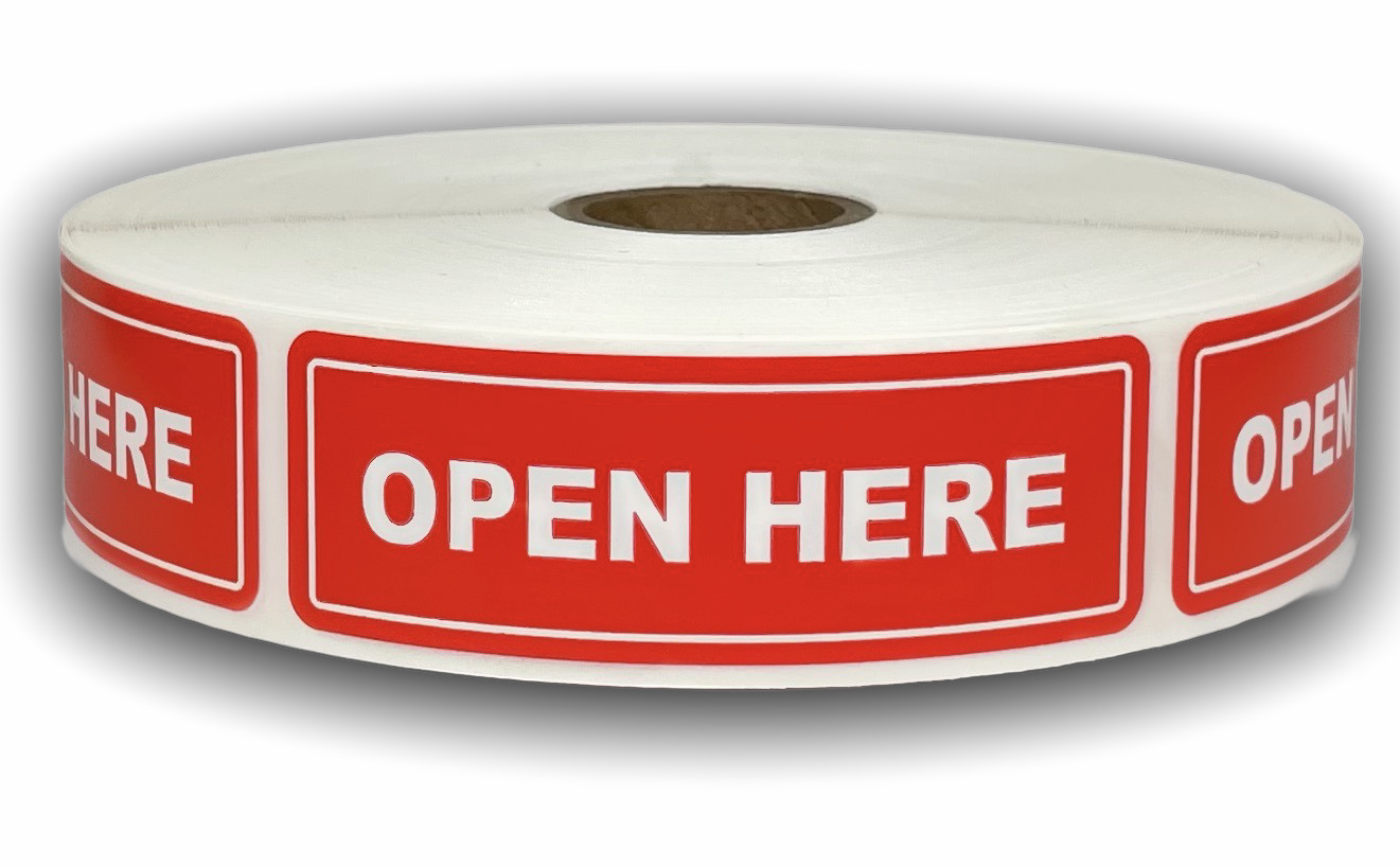 OPEN HERE Instructions Mailing Stickers | 1x3 | 4 Rolls, 1000 Labels Each Roll