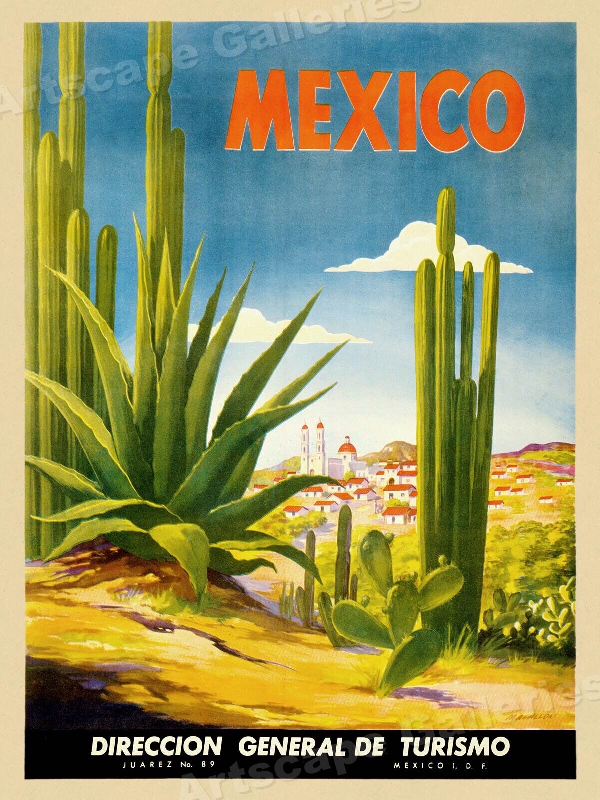 Mexico 1930s Mexican Village Classic Vintage Style Travel Poster - 18x24