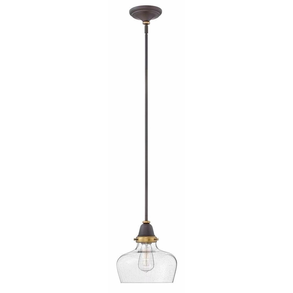 1 Light School House Pendant in Traditional-Industrial Style - 10 Inches Wide by