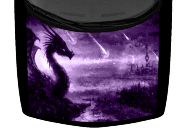 Mystical Vivid Dragon Forest Truck Hood Wrap Vinyl Car Graphic Decal Dark Purple