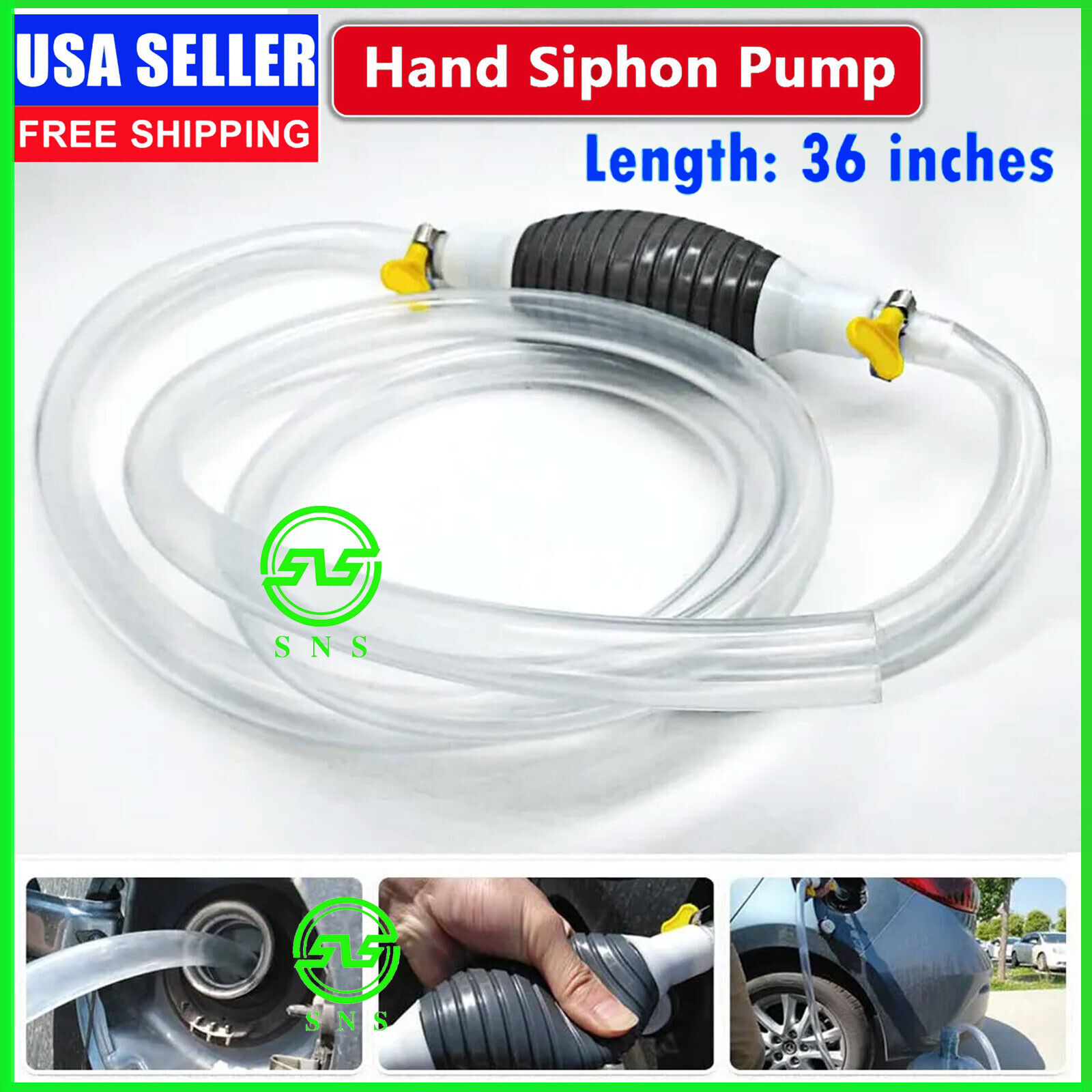 Hand SIPHON Pump Syphon Transfer Fluid Liquid Water Gas Gasoline Petrol Manual