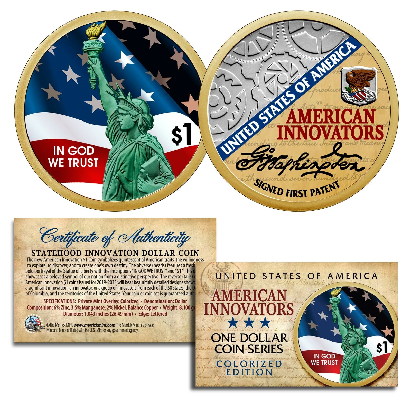 American Innovation State $1 Dollar Coin Series - 2018 1st Release COLOR 2-Sided