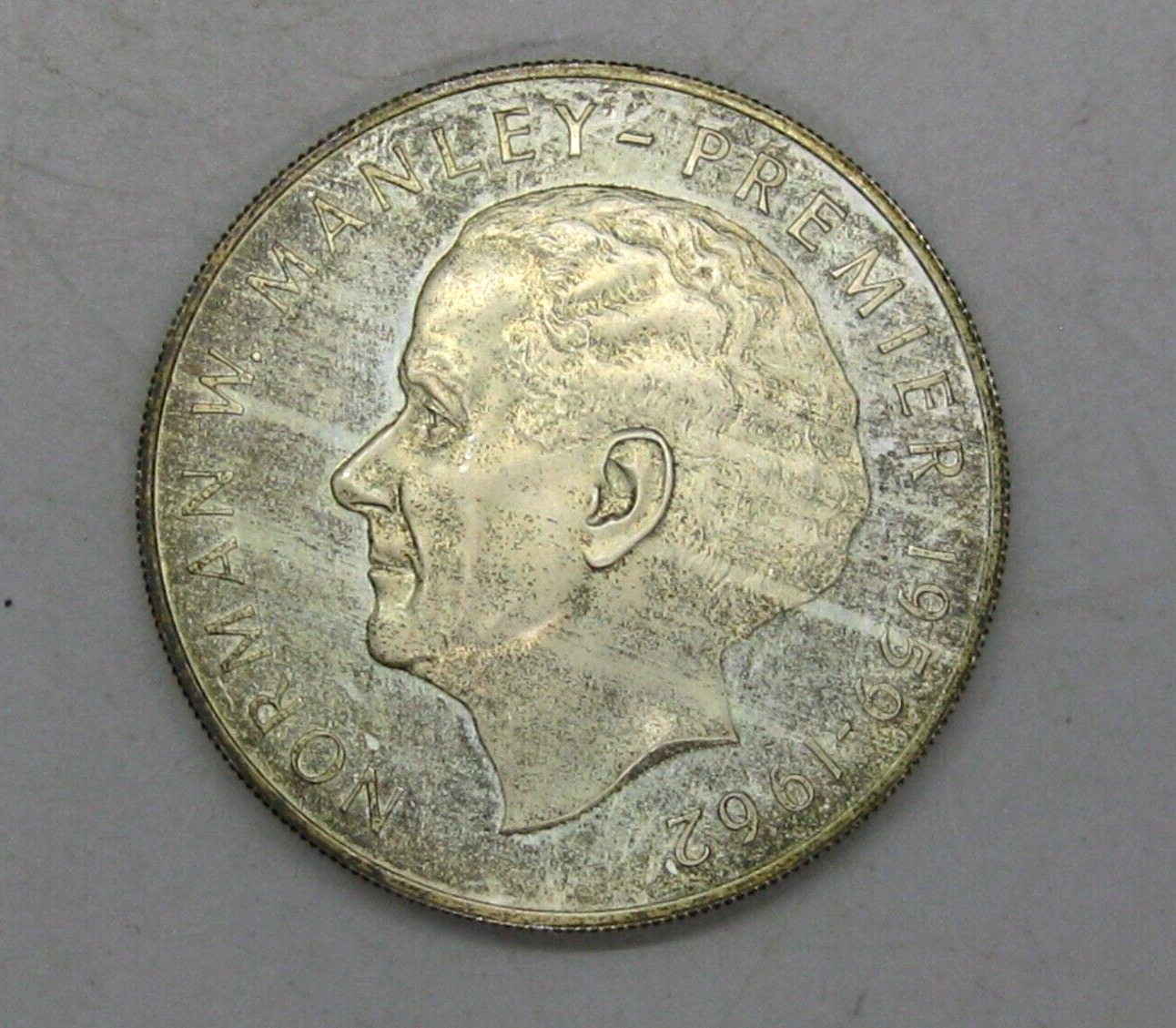 Vtg 1973 Jamaica $5 Dollar Coin .925 Sterling Silver 1.23 ASW w/Toning HUGE