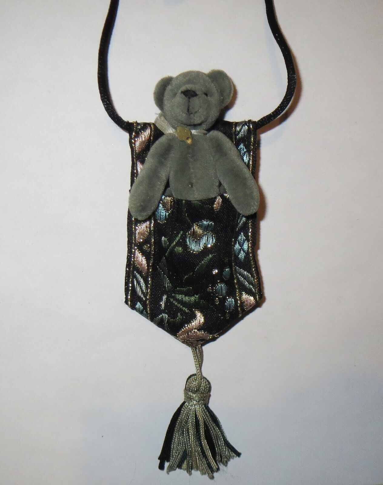 Rare Cottage Collectibles MINIATURE TEDDY BEAR NECKLACE Ganz - 2.5 INCH