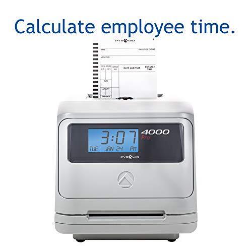 Pyramid Time Systems 4000 Time Clock, Auto Totaling, 50 Employees