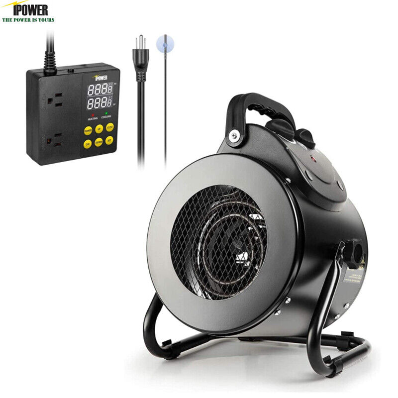 iPower Electric Heater Fans w/Digital Cool Thermostat Controller for Greenhouse
