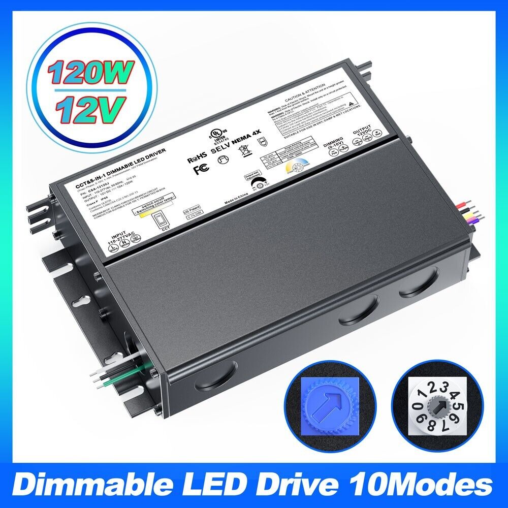 120W 12V Dimmable LED Drive with 10 Modes Dimmable Power Supply Transformer