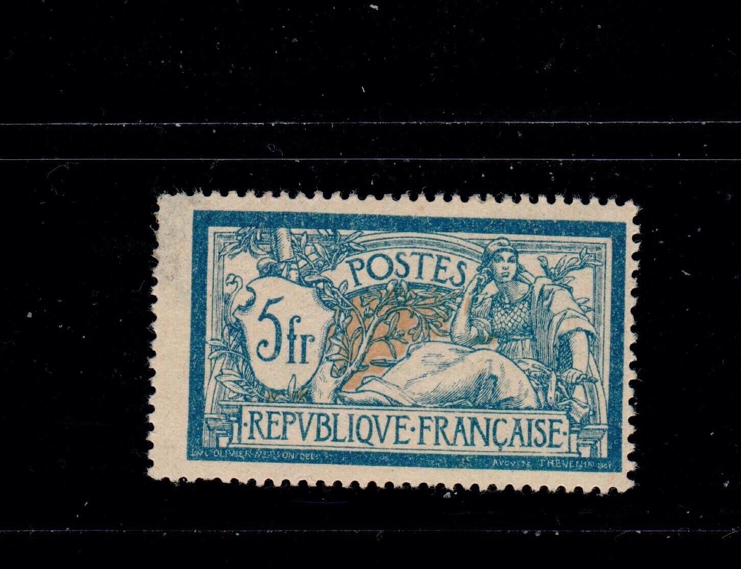 France SC# 130. Mint H OG 1900-29 5fr Liberty & Peace Dark Blue