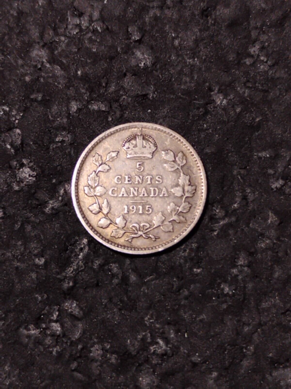 1915 Canada 5 Cents .925 Silver Coin Good Date 