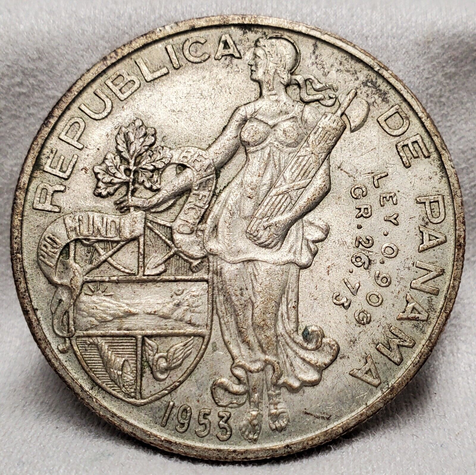 1953 Panama Balboa Large World Silver Coin Xf Low Mintage 50k