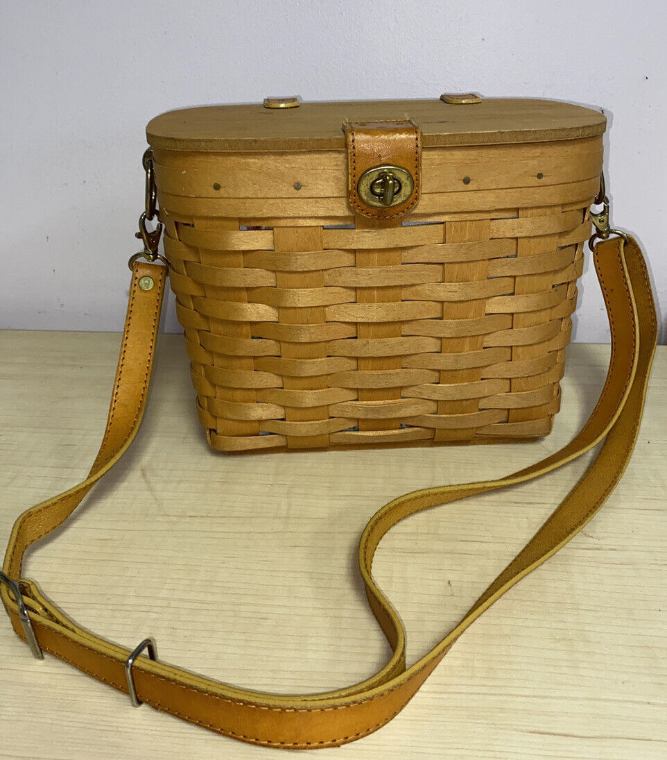 Vintage 1996 Longaberger Classic Shoulder Basket Purse Leather Strap