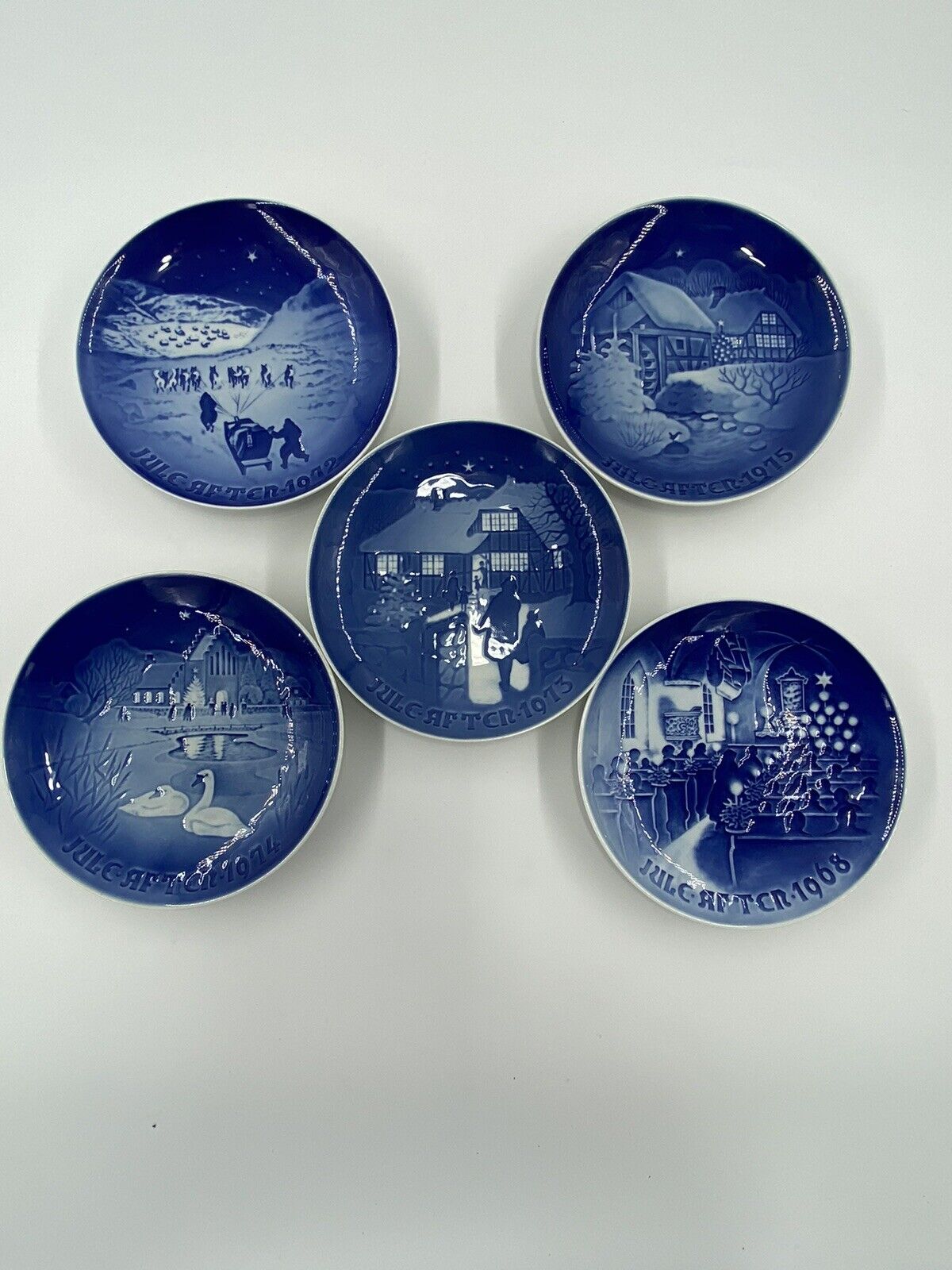 Vintage B & G - Made In Denmark Christmas Plates - Copenhagen Porcelain Set of 5