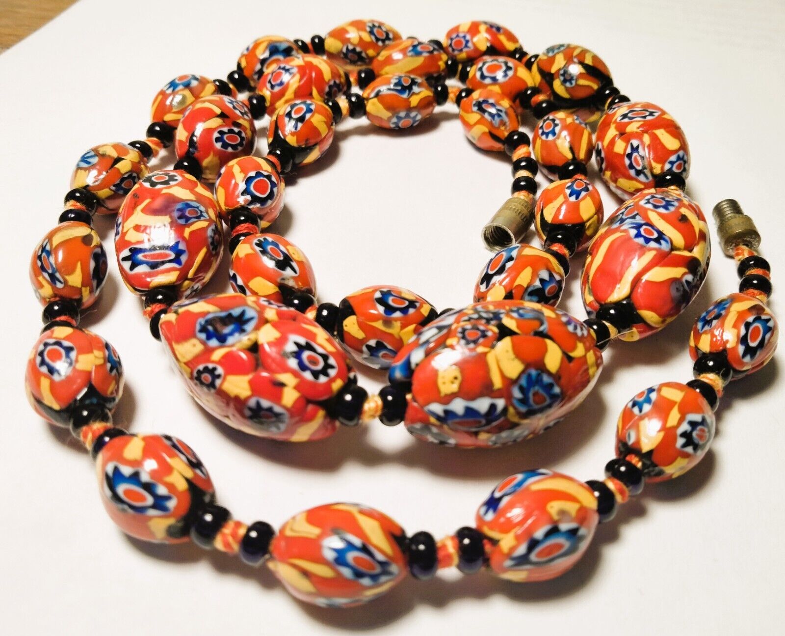 Rare Antique Venetian Millefiori Beads Beaded Necklace