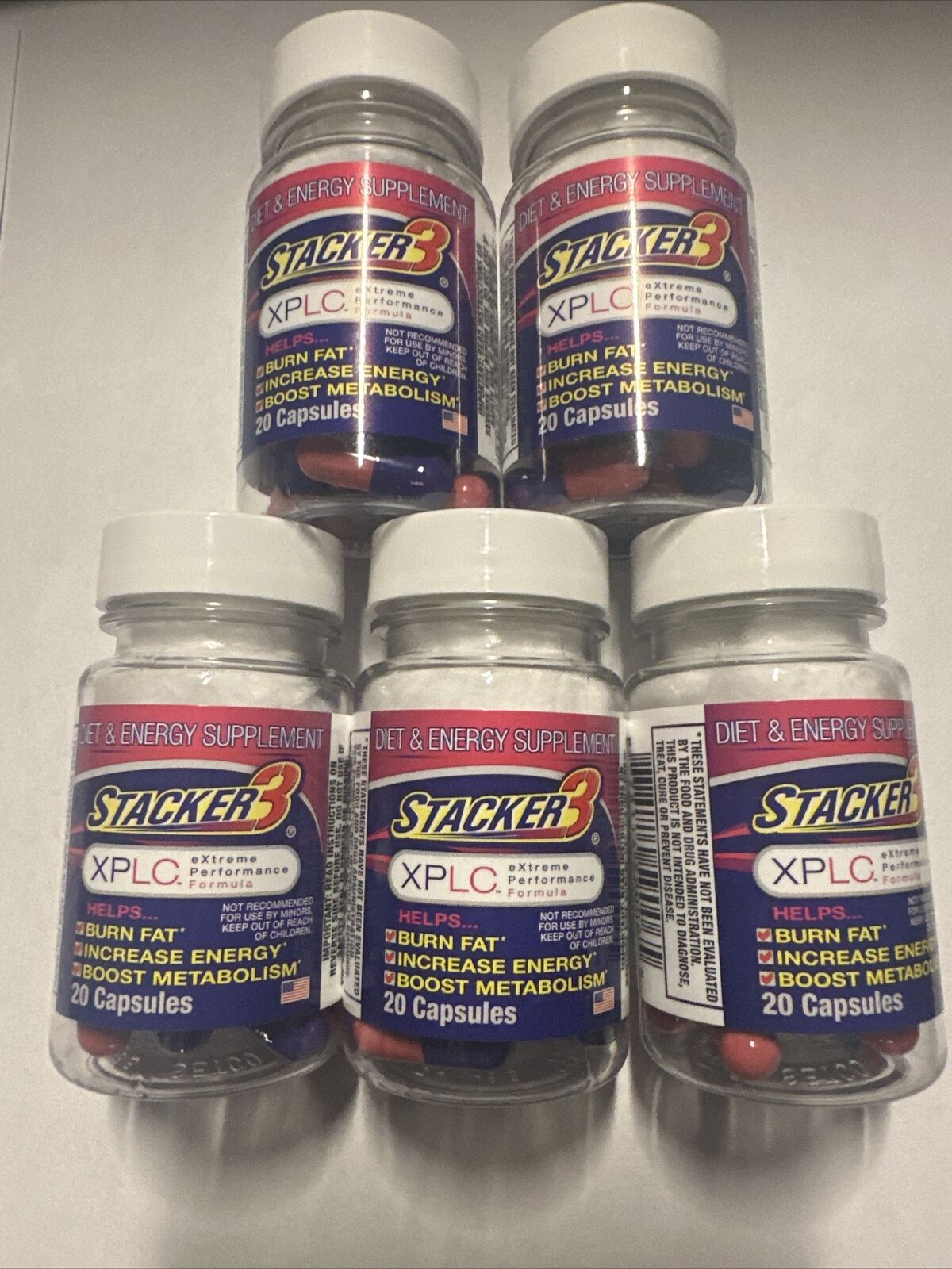 5 20ct Stacker 3 XPLC Bottles Dietary Supplement Weight Loss 100 Pills 