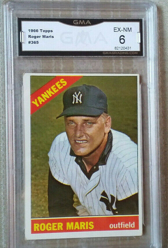 Vintage 1966 Topps Baseball #365 Roger Maris HOF New York Yankees GMA 6 EX-NM