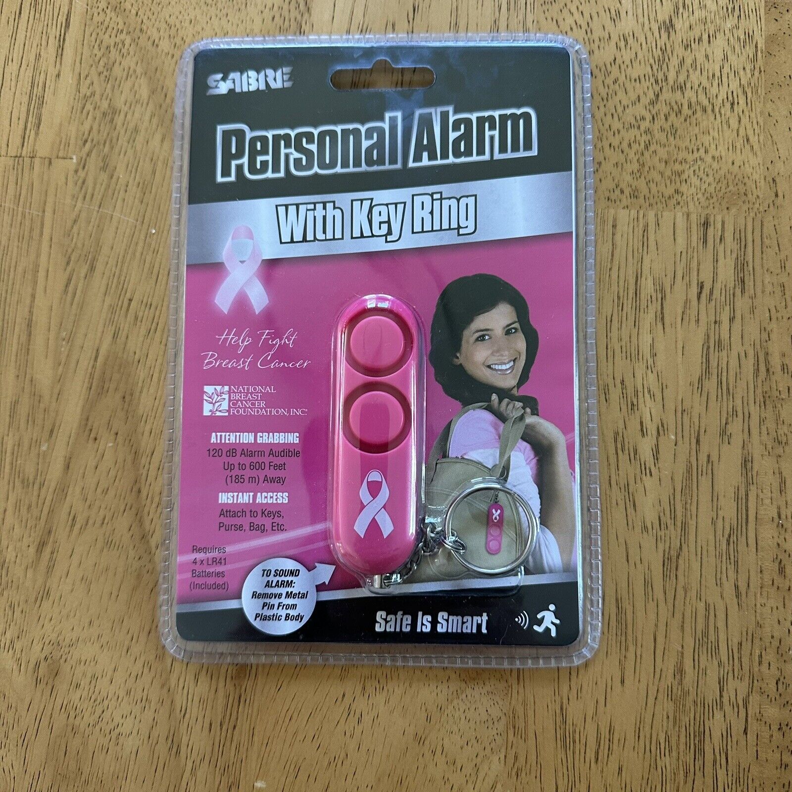 Sabre Personal Alarm Portable Safety and Security 110dB Pa-nbcf-o1 Pink