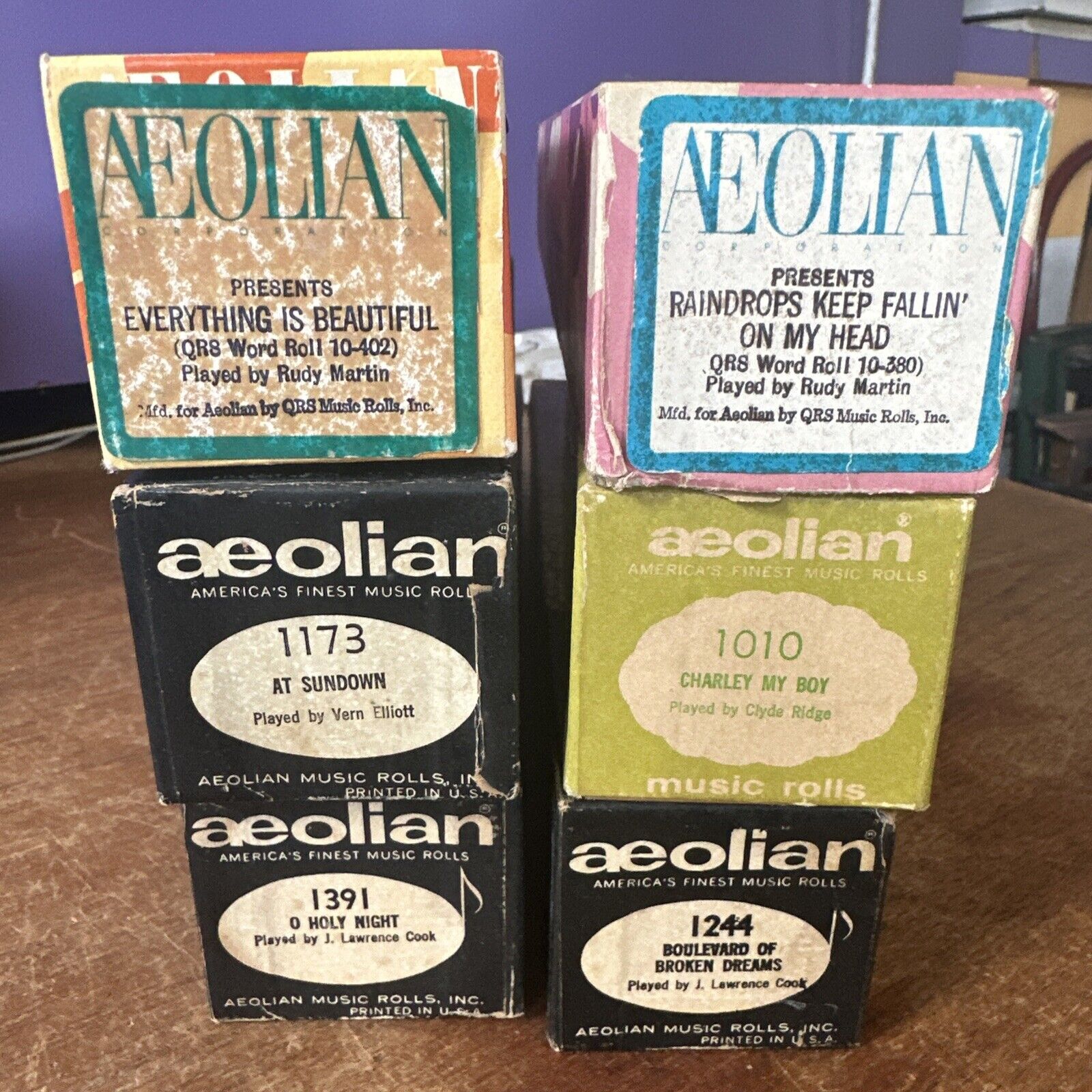 VINTAGE AEOLIAN Player Piano Word Roll Lot of 6