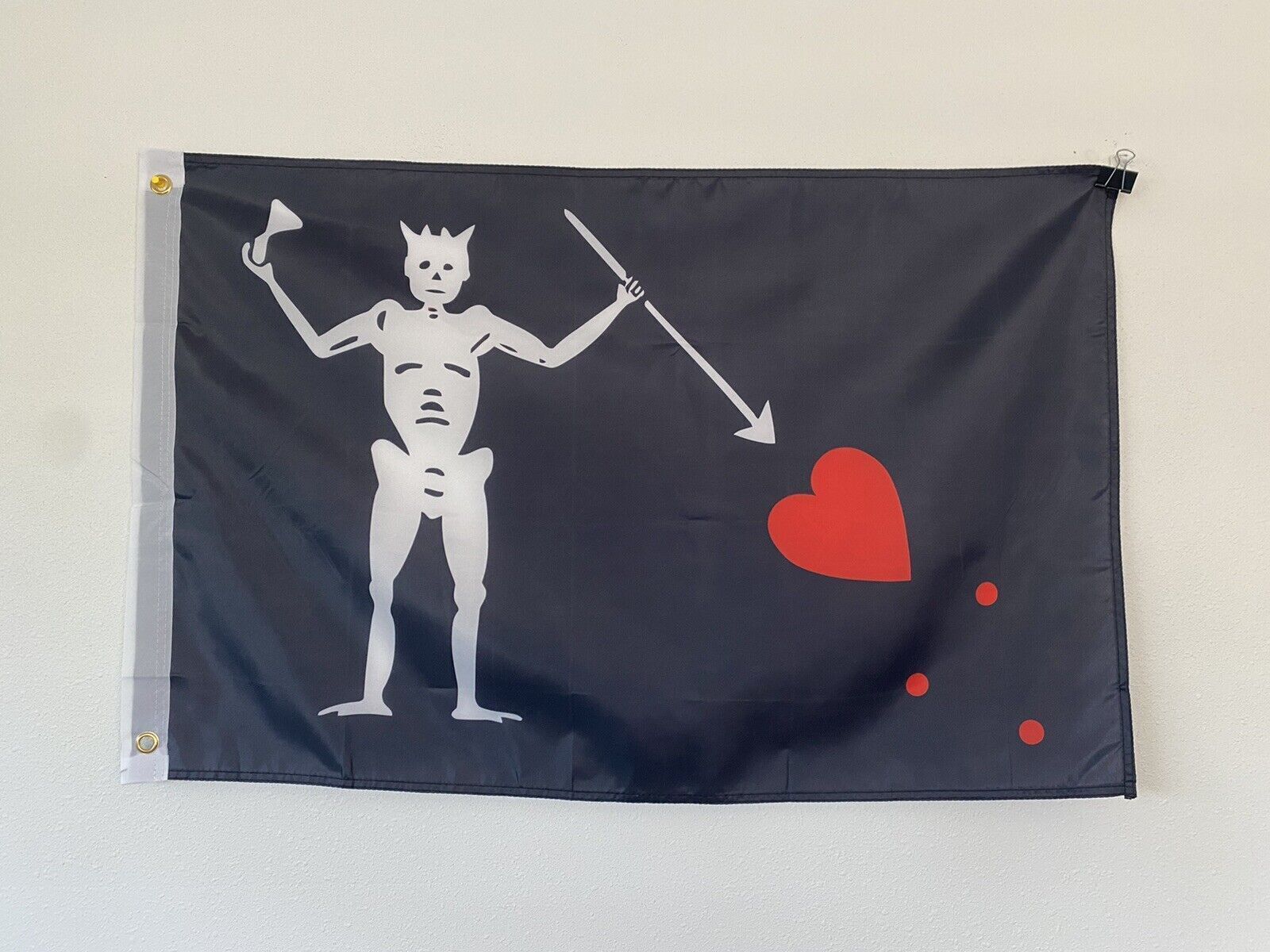 Blackbeard Skeleton Pirate Polyester 12x18 Inch Flag Outdoor Banner 21-Z9