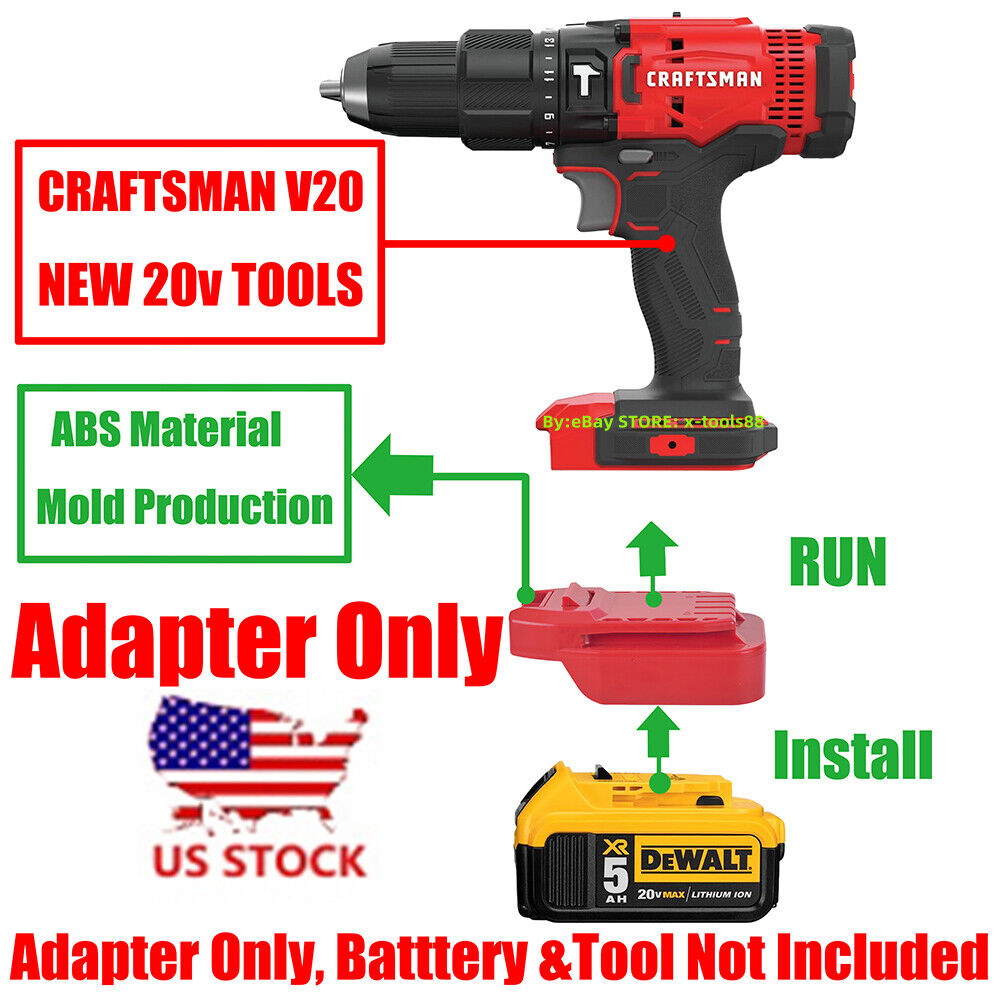 1x Adapter# For DeWalt 20v MAX Li-Ion Battery Convert To Craftsman V20 Tools