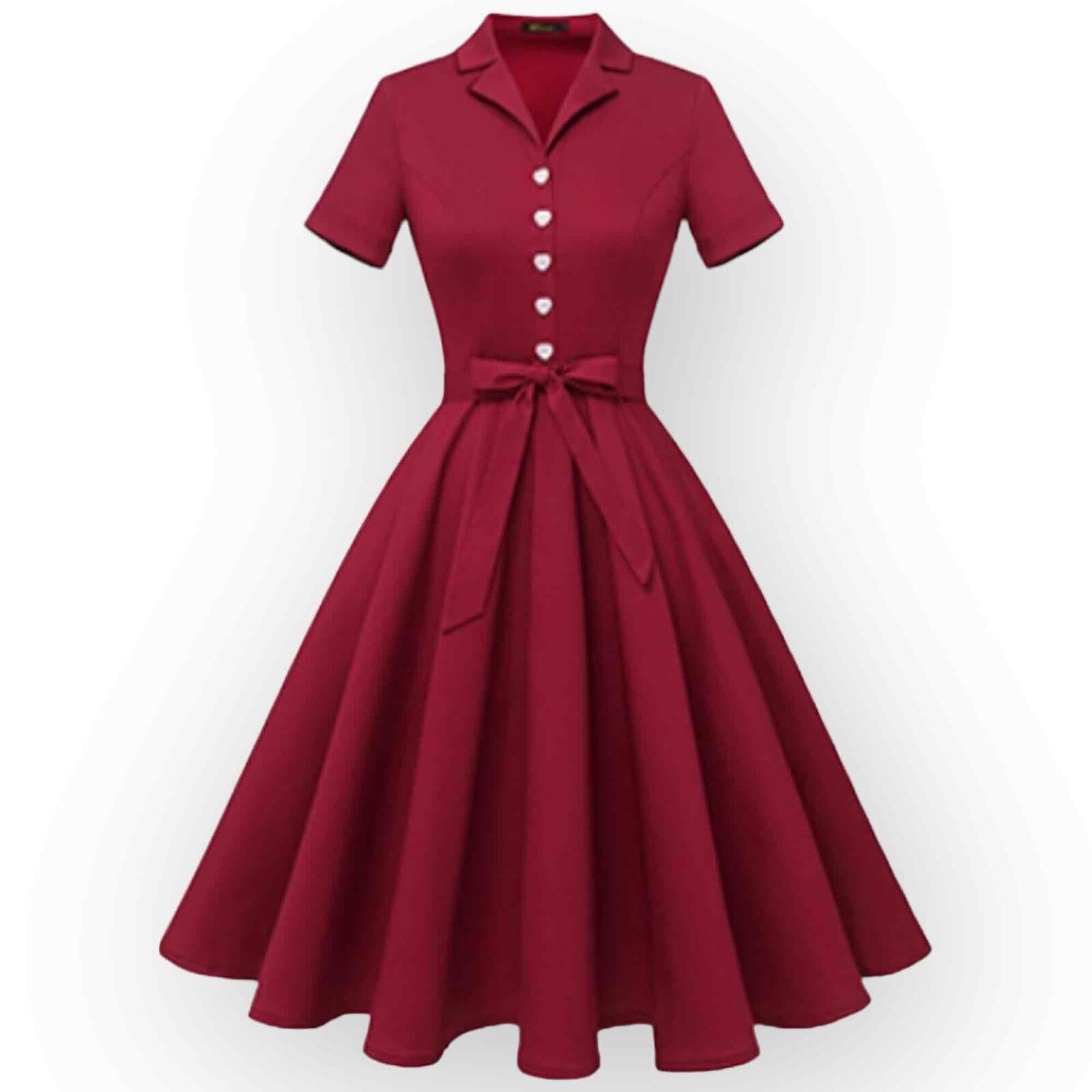 1950s Audrey Hepburn Vintage Swing Dress - Burgundy Red - NWOT - 406S
