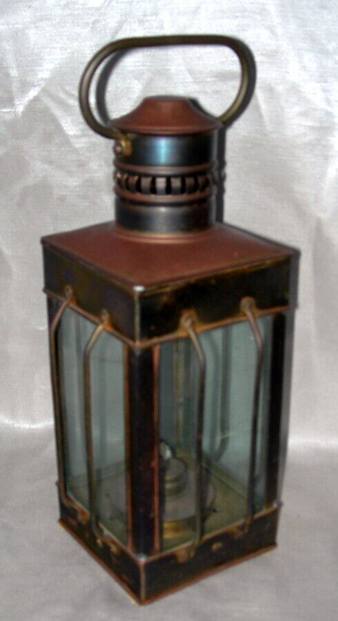 Vintage Carriage Hurricane Oil Kerosene Lamp Lantern Made In India w/ Patina