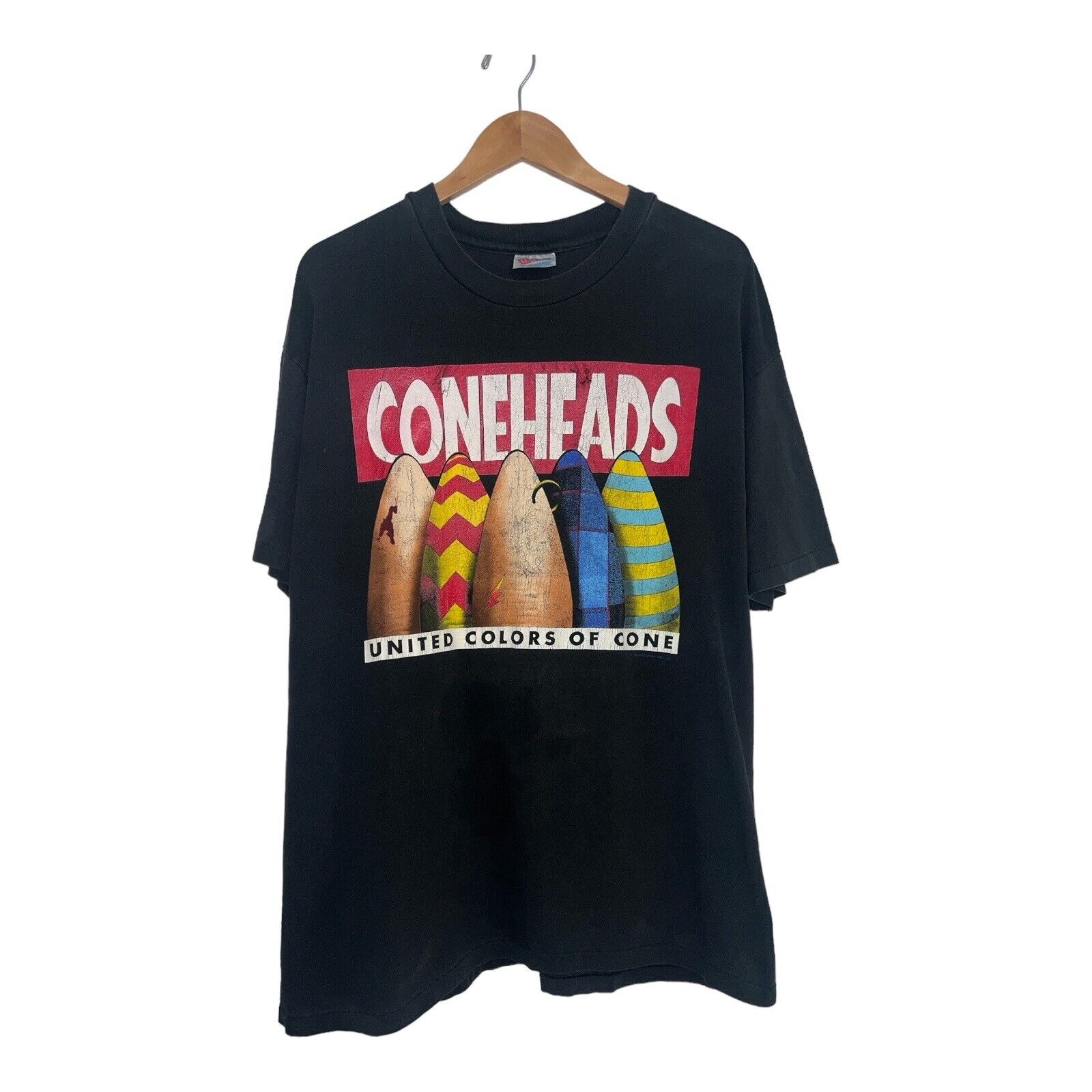 Vintage Coneheads Shirt 1990s Rare SNL TV Movie Promo Funny Colors Comedy 90s XL
