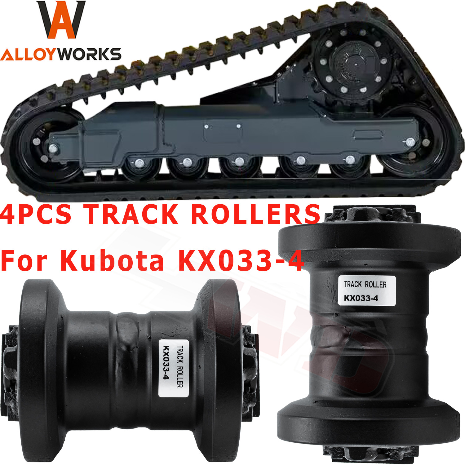 4x Track Roller Bottom Roller For Kubota Model KX033-4 Undercarriage RC788-21702
