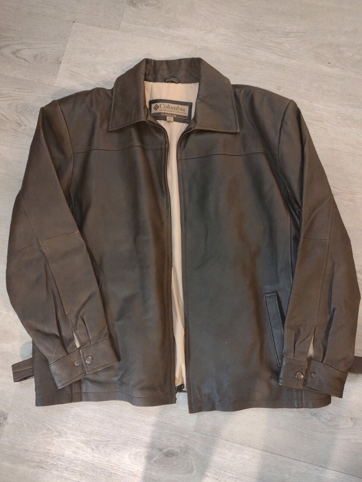 Columbia Leather Jacket Men\'s XXL 2XL Dark Brown Full Zip Coat NICE 