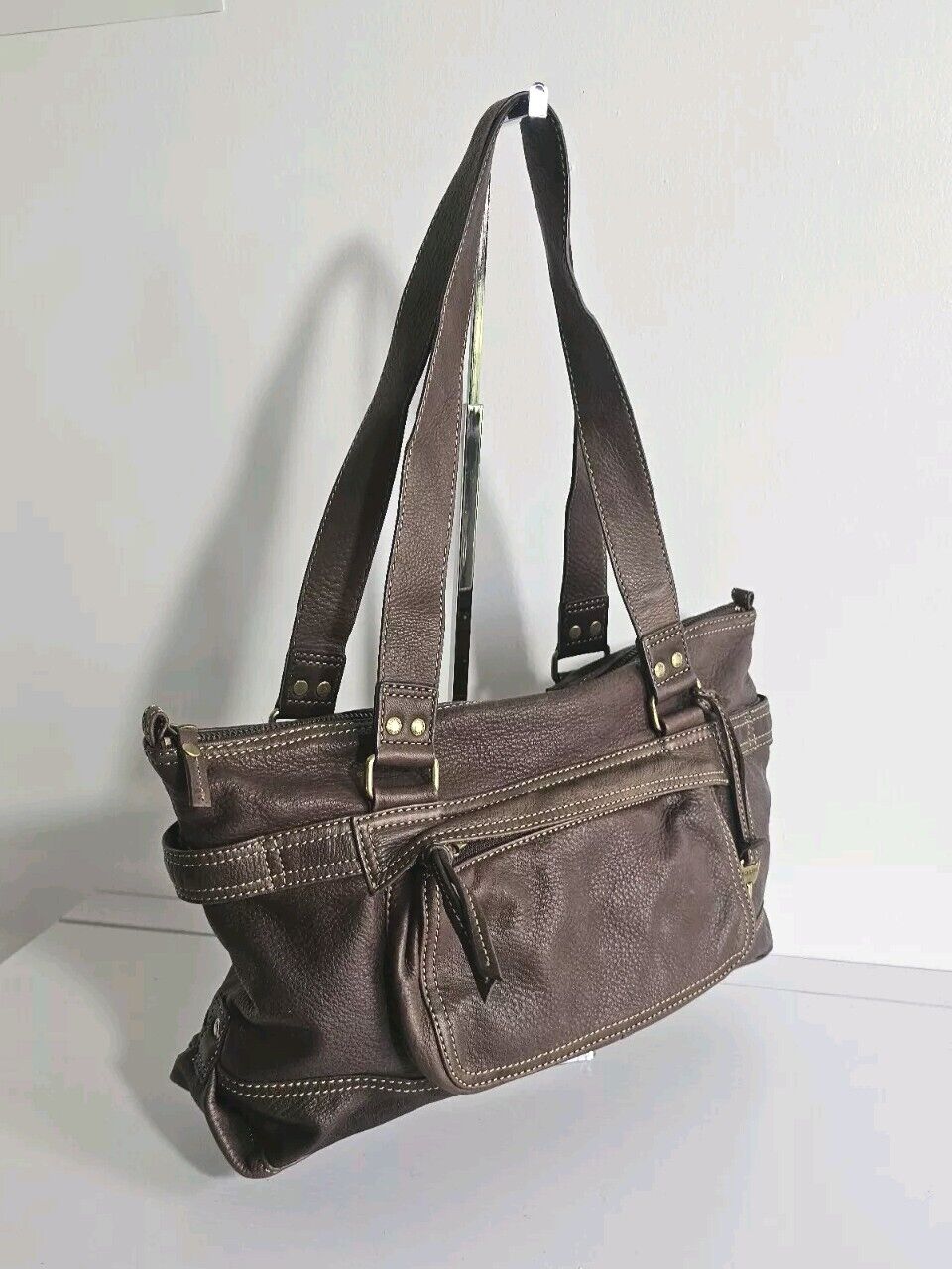 Fossil 1954 Vintage Brown Leather Two Handle Straps Shoulder Bag