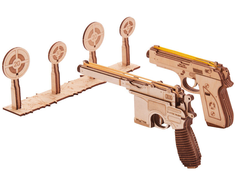 Wood Trick Set of Guns Model Mechanical 3D Wooden Puzzle Best DIY Toy