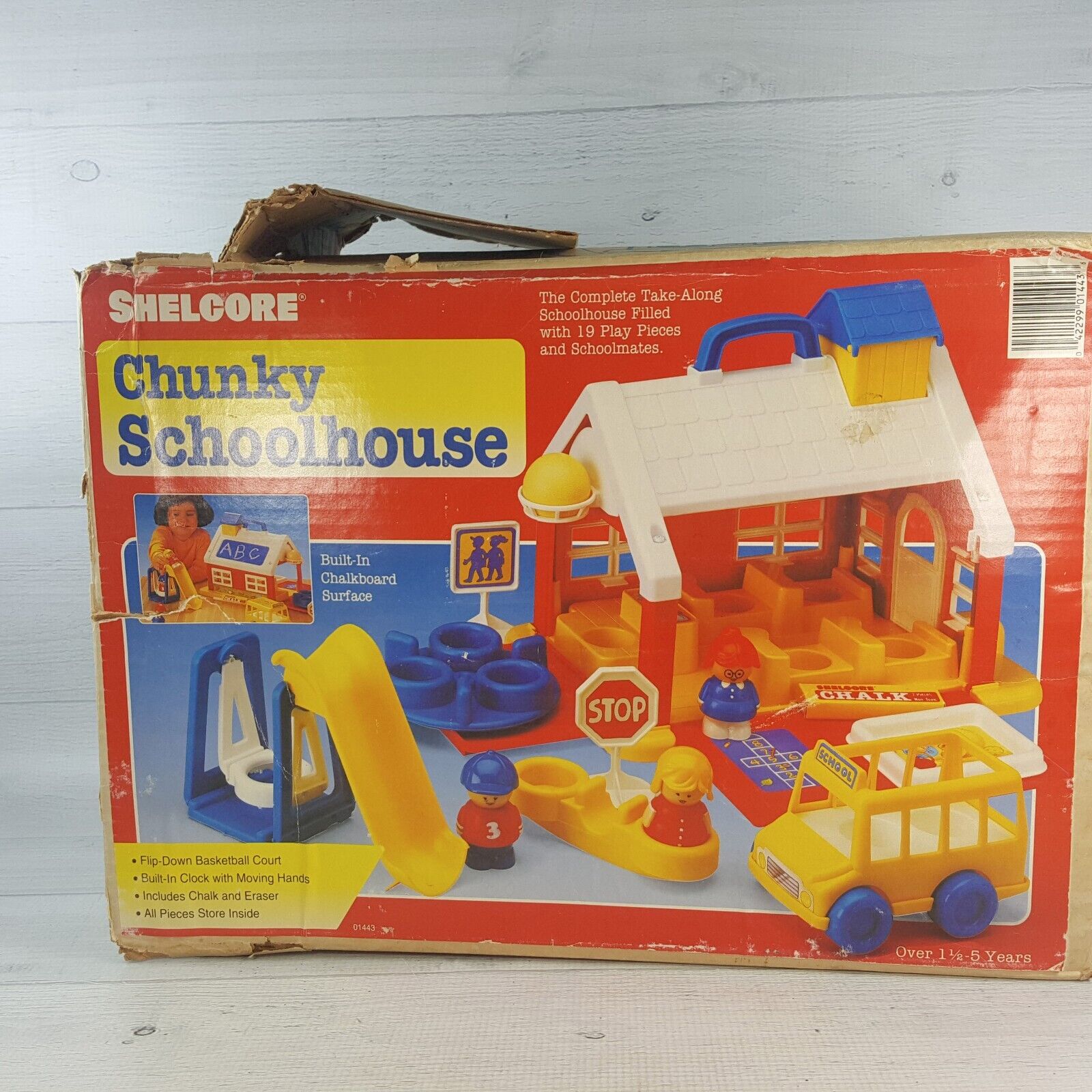Vintage 1991 Shelcor Chunky Schoolhouse Take A Long Playset w Playground Toys