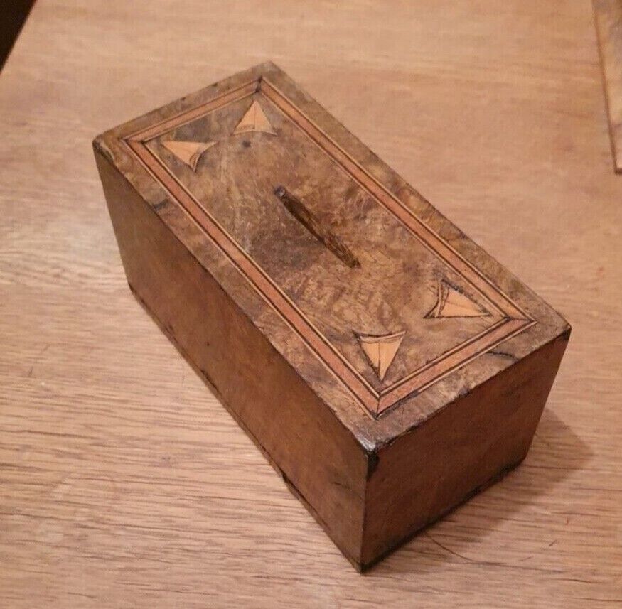 Antique Victorian Money Box Burr Walnut 