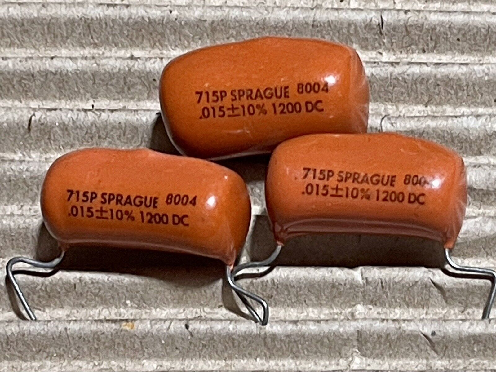 ORIGINAL/NOS— 3 Sprague Orange Drop Caps 715P .015uf 1200VDC—3/order