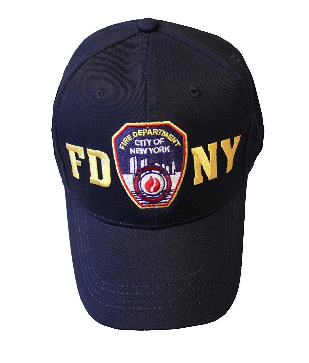 FDNY BASEBALL HAT BALL CAP NAVY YELLOW FIRE DEPARTMENT NEW YORK  BADGE MENS