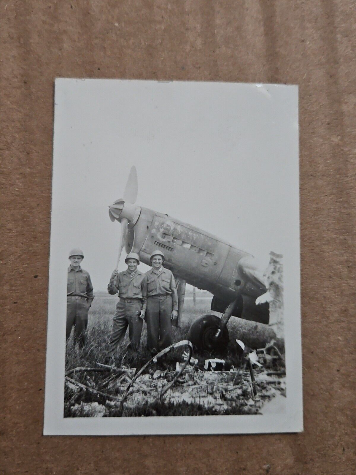 Original World War 2 Photograph Of Soldiers In Front Of Captured German Aircraft
