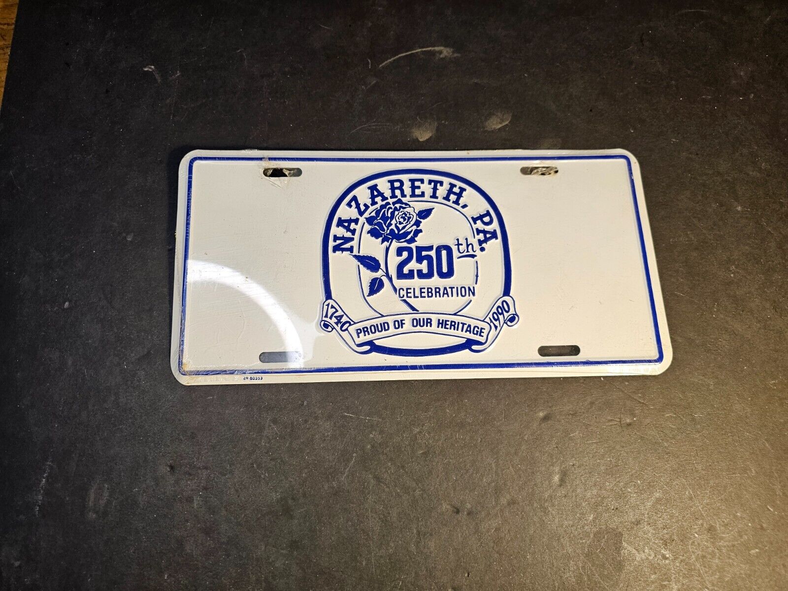 Unopened Nazareth Pa 250th license plate/still in plastic. 6x12
