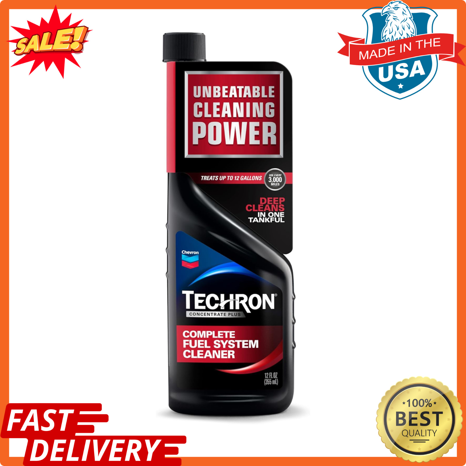Chevron Techron Concentrate Plus Fuel System Cleaner, 12 oz, Pack of 1