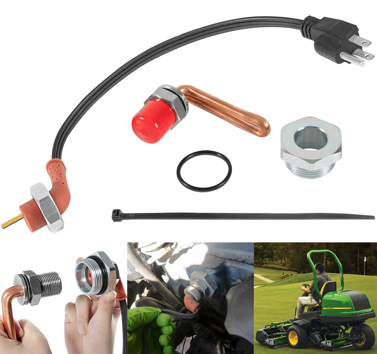 DZ102076 Engine Coolant Heater Kit with Power Cord Fit John Deere Tractors 2550